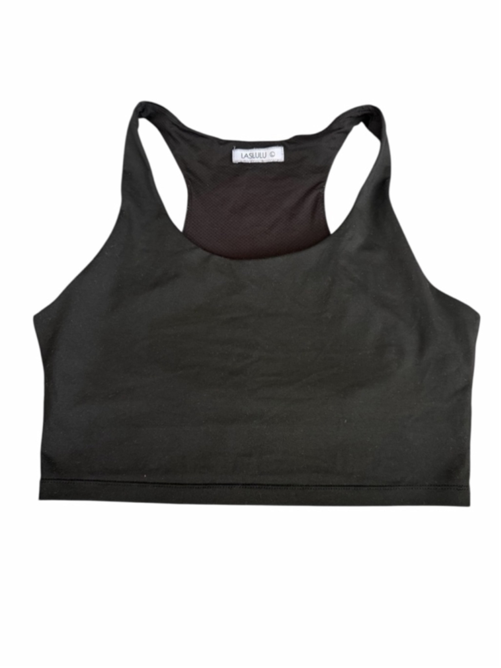 Laslulu Purple Ribbed Crop Tank - High Neck Workout Top - Size large